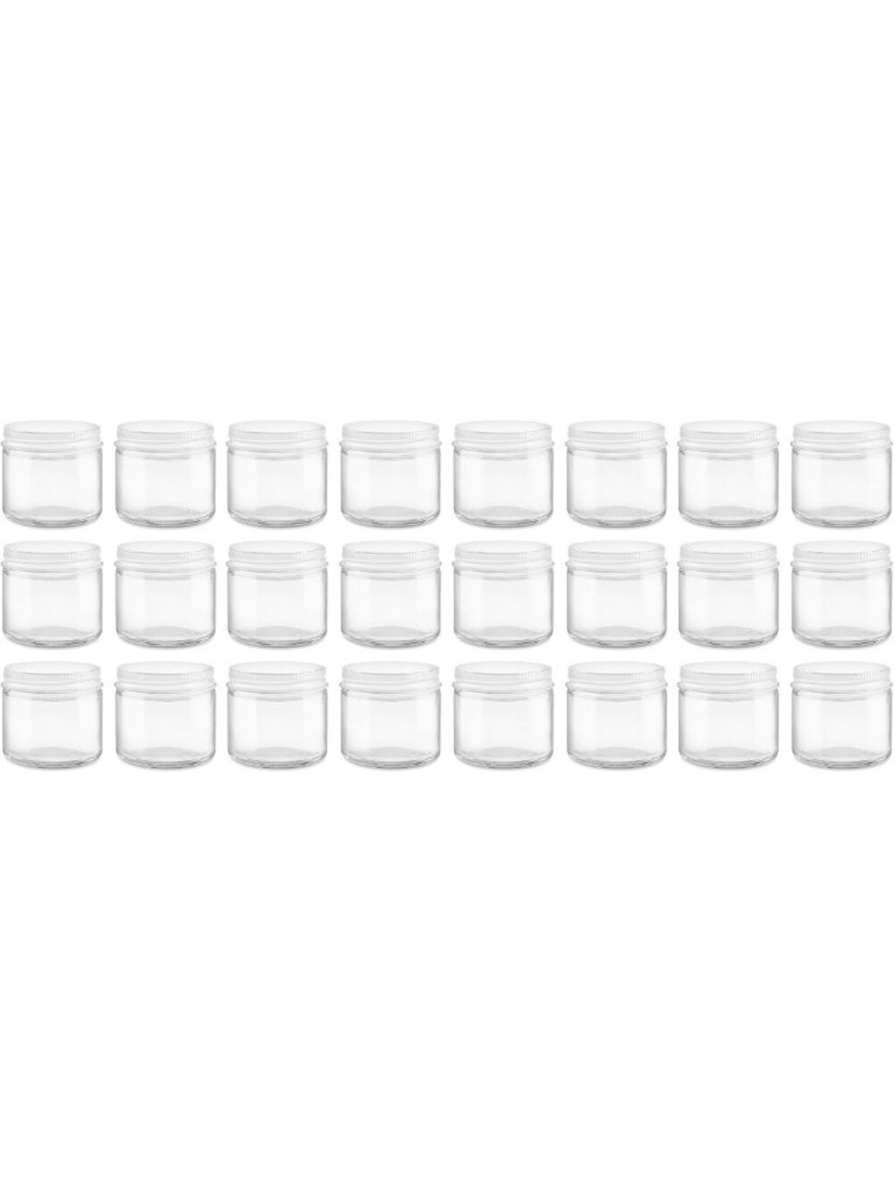 Set of 24 Clear Glass Spice Jars with White Lids - 2oz Straight Sided Canning